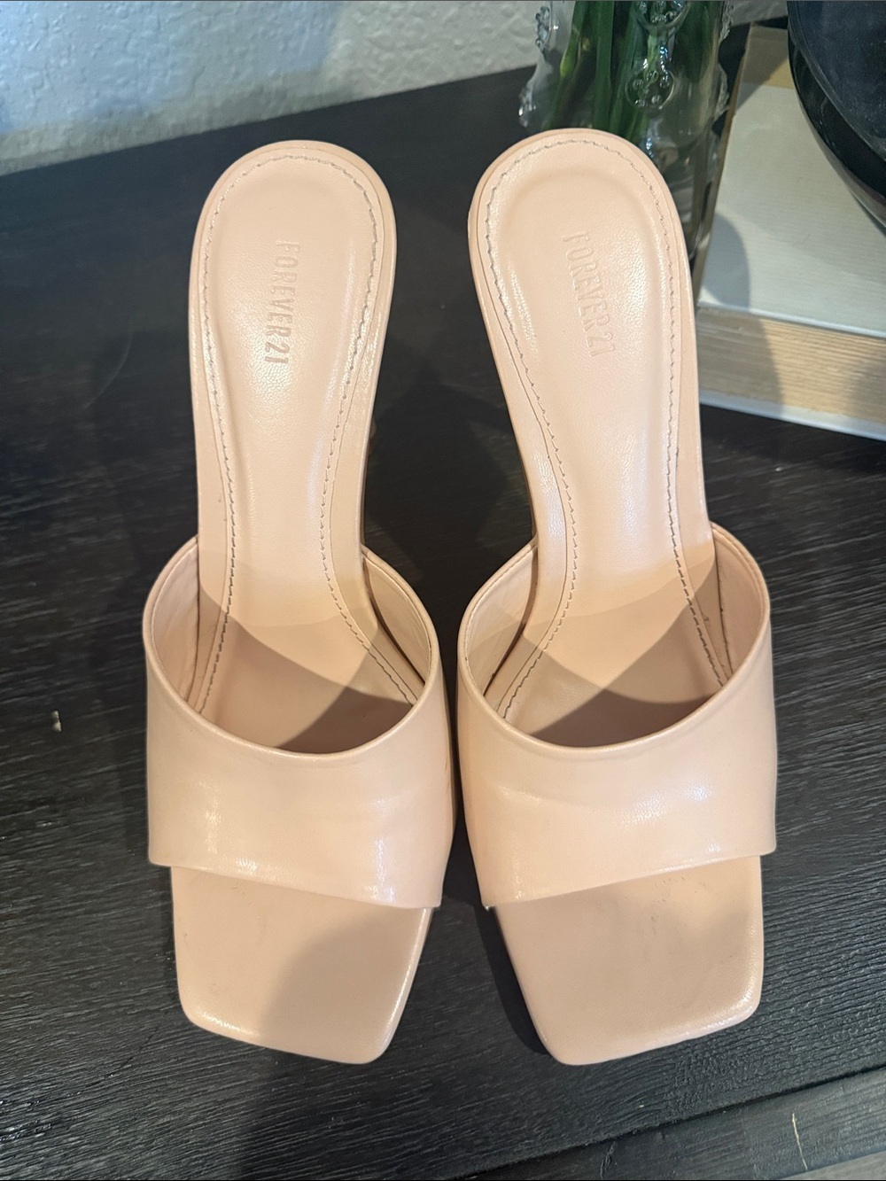 Forever 21 Blush Nude Square-Toe Slide Heels - Picture 3 of 7